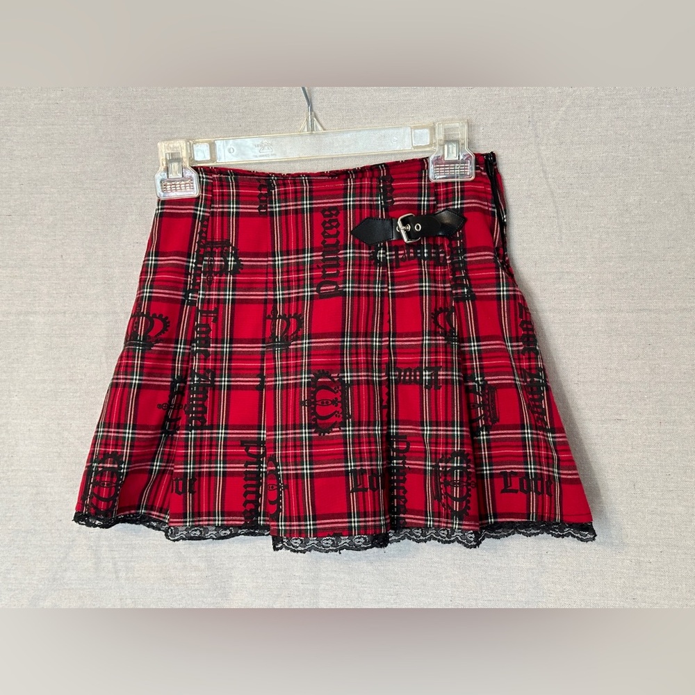 Red and Black Tartan Punk Miniskirt by Xhilaration